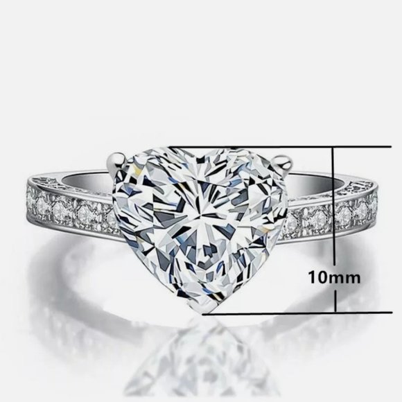 Romantic 925 Silver Heart Cubic Zirconia Ring - Picture 3 of 5